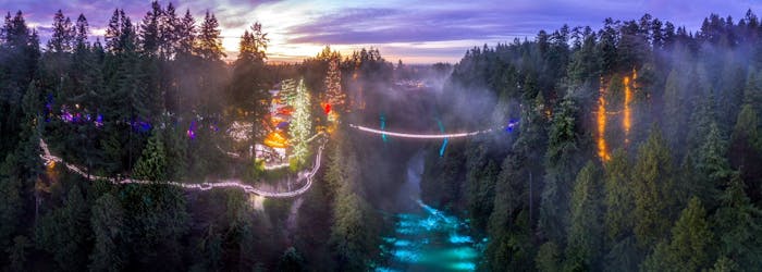 Vancouver e Capilano Canyon iluminam a visita guiada de Natal